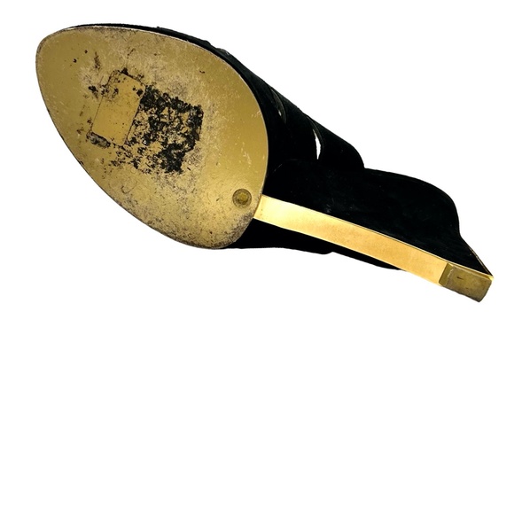 CHARLES JOURDAN PARIS BLACK SUEDE & GOLD METAL WEDGES SIZE 8.5M - Picture 9 of 15